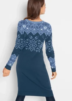 bonprix Bekleidung·Umstandsmode|Kleider^Strickkleid mit Norwegermuster dunkelblau Norwegermuster