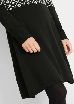 bonprix Bekleidung·Umstandsmode|Bekleidung·Pullover & Strickjacken^Strickkleid mit Norwegermuster schwarz/weiß norwegermuster