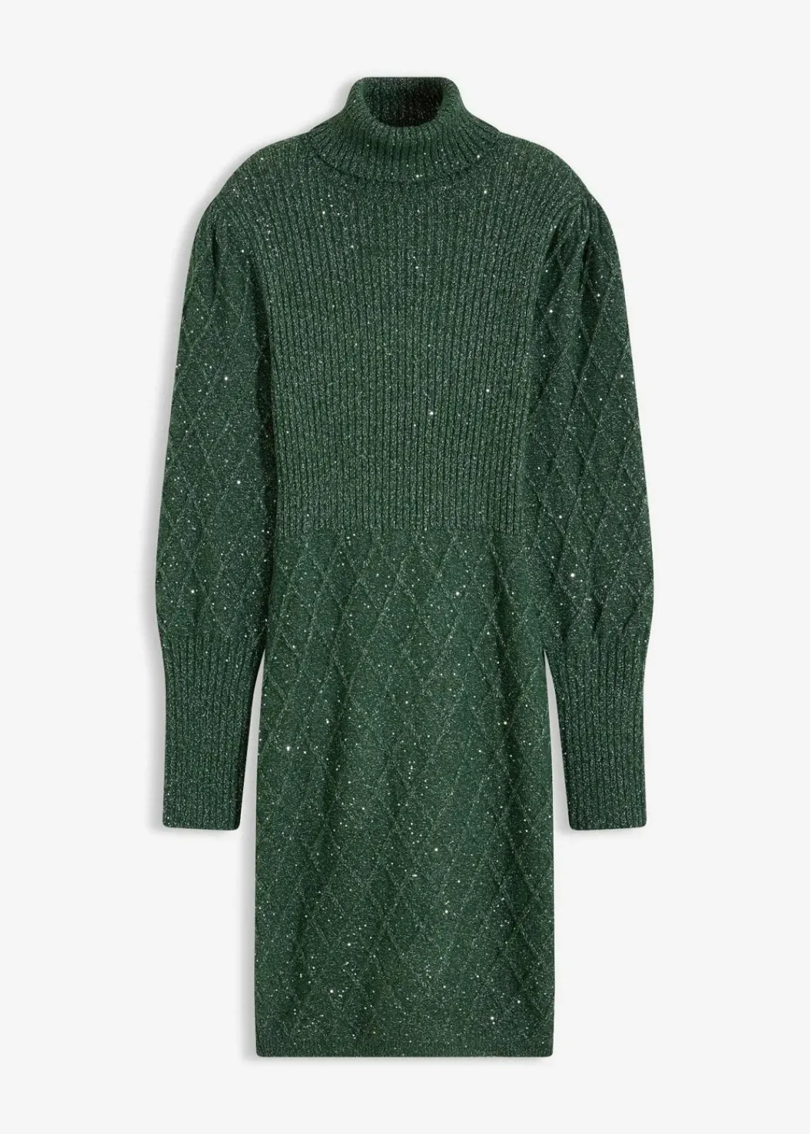 bonprix Kleider|Strickmode^Strickkleid mit Pailletten dunkelgrün