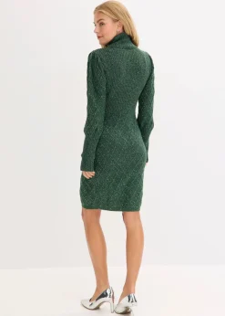 bonprix Kleider|Strickmode^Strickkleid mit Pailletten dunkelgrün
