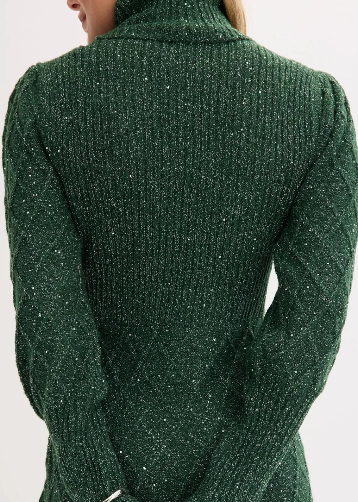 bonprix Kleider|Strickmode^Strickkleid mit Pailletten dunkelgrün