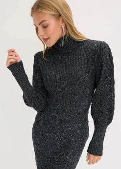 bonprix Bekleidung·Umstandsmode|Bekleidung·Pullover & Strickjacken^Strickkleid mit Pailletten schwarz