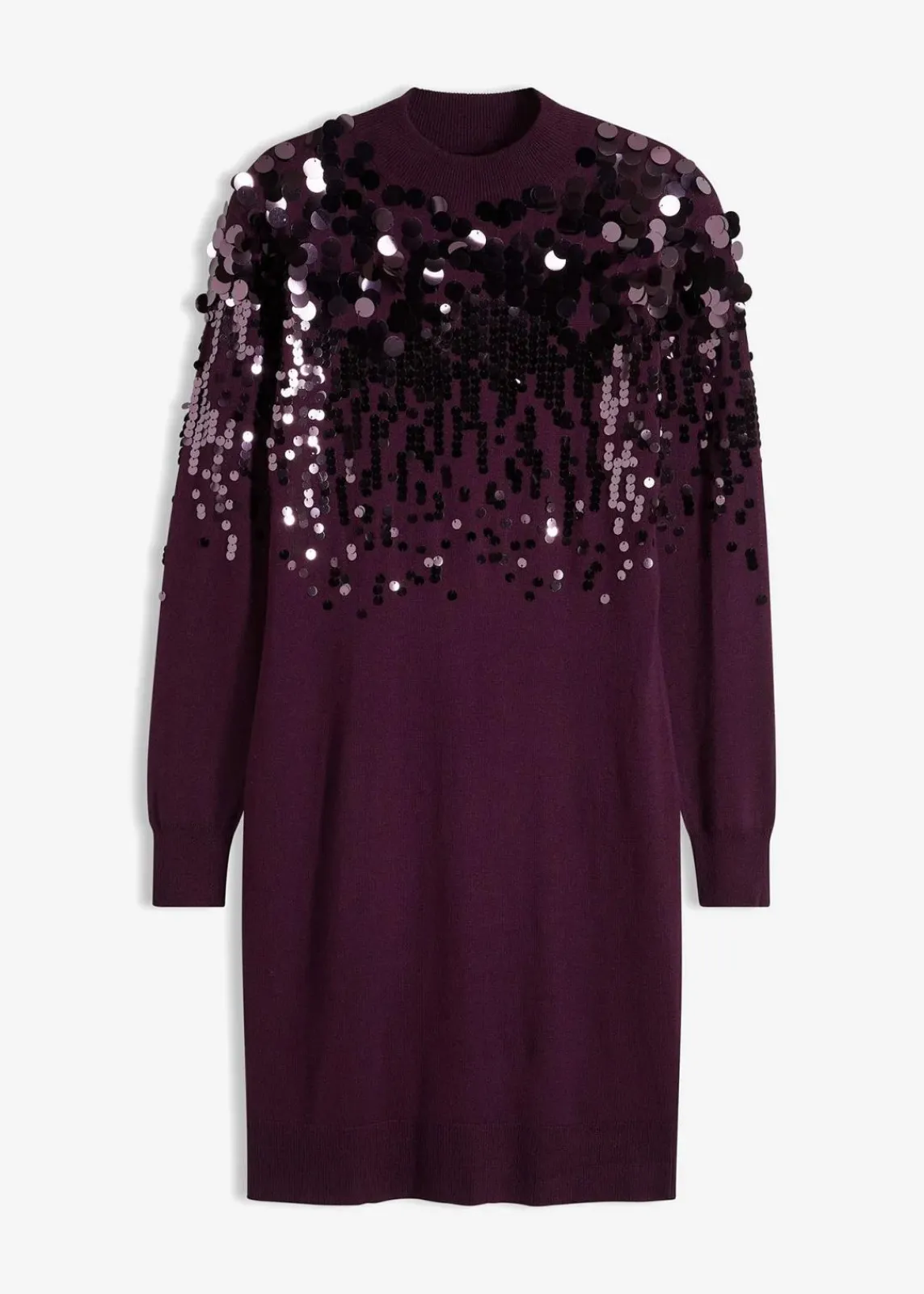 bonprix Kleider|Strickmode^Strickkleid mit Pailletten holunderbeere