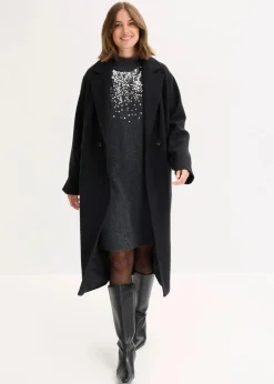 bonprix Bekleidung·Umstandsmode|Bekleidung·Pullover & Strickjacken^Strickkleid mit Pailletten-Applikation anthrazit meliert