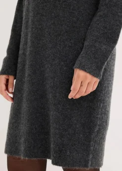 bonprix Bekleidung·Umstandsmode|Bekleidung·Pullover & Strickjacken^Strickkleid mit Pailletten-Applikation anthrazit meliert