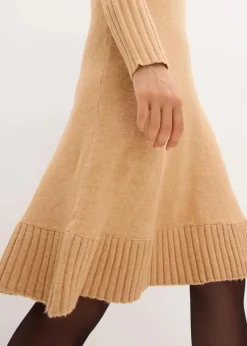 bonprix Strickmode|Kleider^Strickkleid mit Polokragen cappuccino