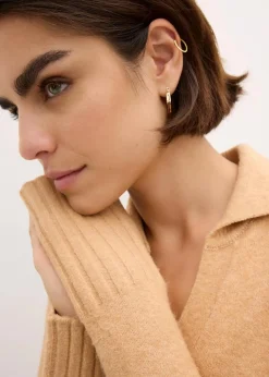 bonprix Strickmode|Kleider^Strickkleid mit Polokragen cappuccino
