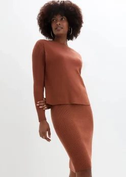 bonprix Bekleidung·Umstandsmode|Strickmode^Strickkleid mit Pullunder 2tlg. Set kastanienbraun
