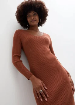 bonprix Bekleidung·Umstandsmode|Strickmode^Strickkleid mit Pullunder 2tlg. Set kastanienbraun