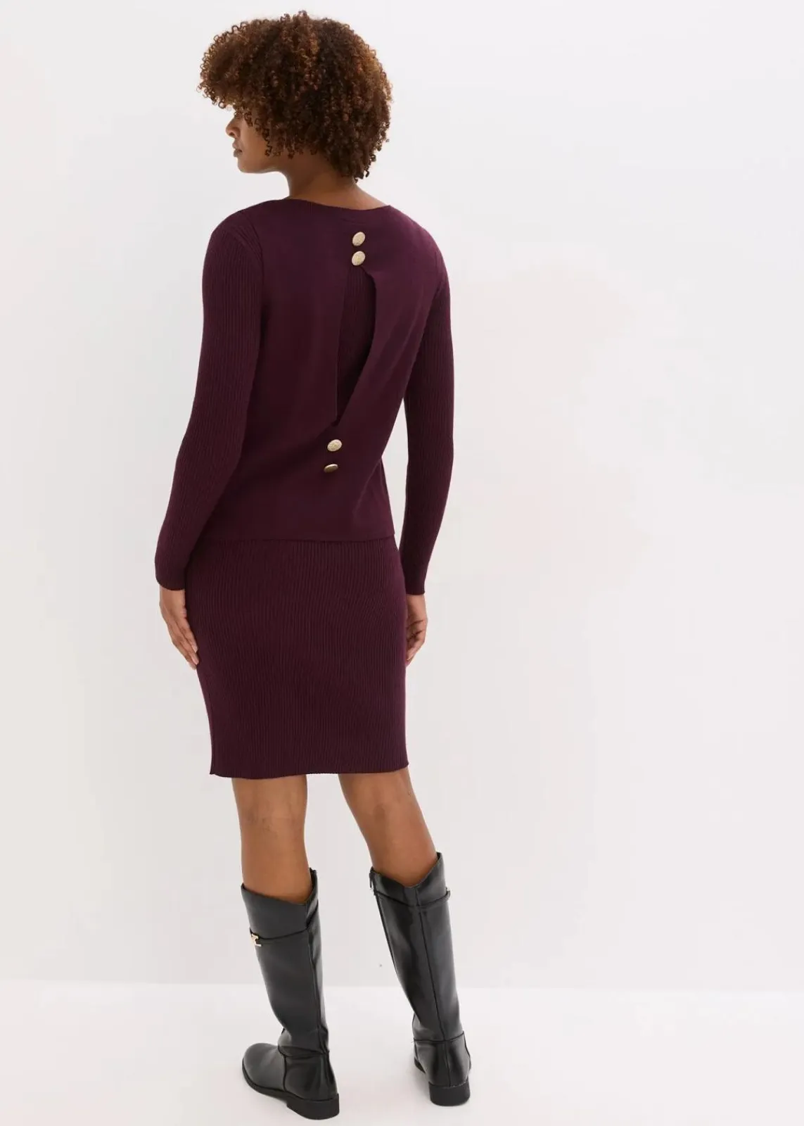 bonprix Bekleidung·Umstandsmode|Strickmode^Strickkleid mit Pullunder 2tlg. Set weinrot