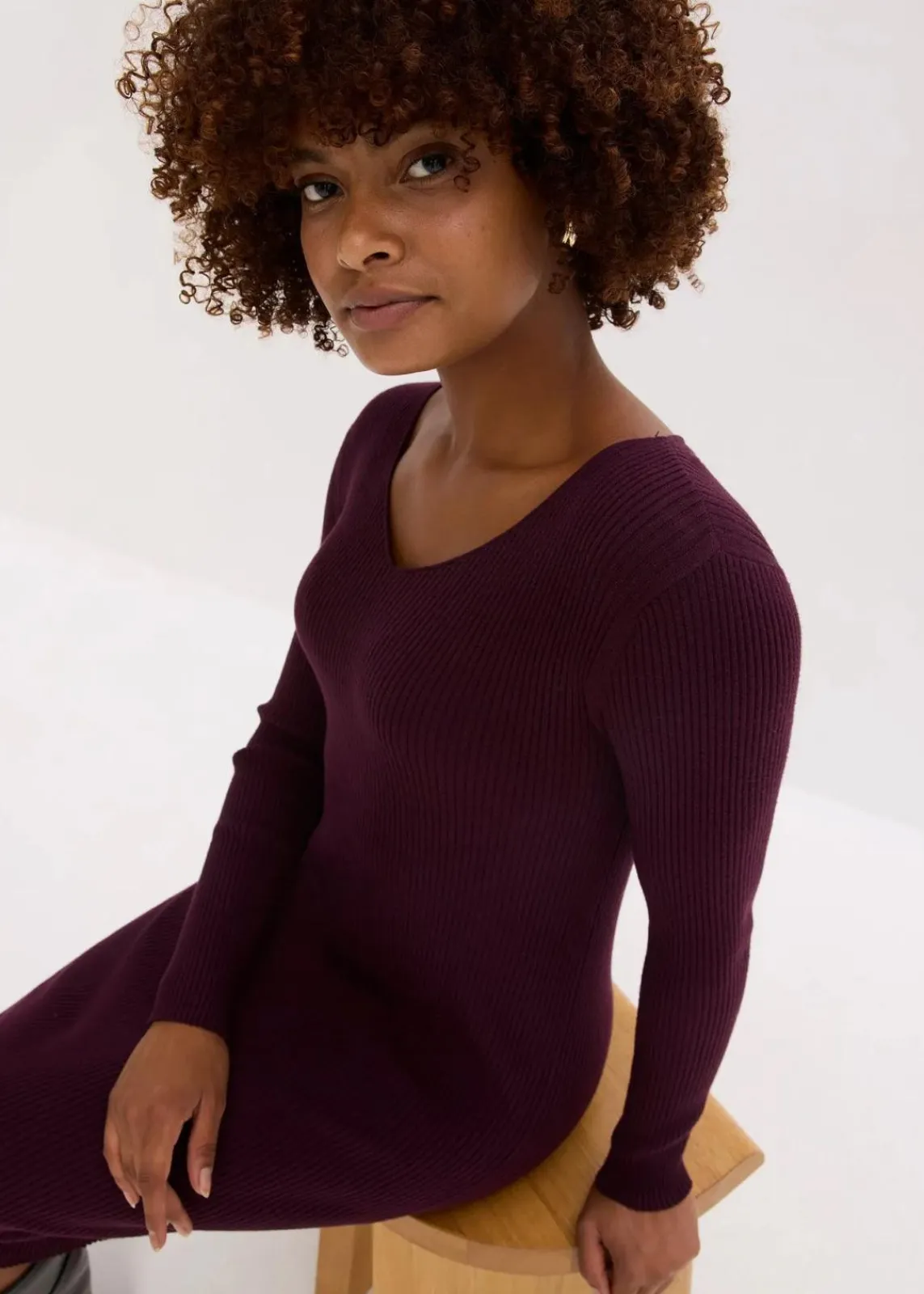 bonprix Bekleidung·Umstandsmode|Strickmode^Strickkleid mit Pullunder 2tlg. Set weinrot
