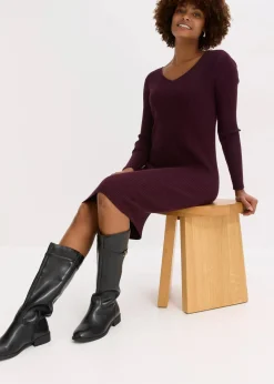 bonprix Bekleidung·Umstandsmode|Strickmode^Strickkleid mit Pullunder 2tlg. Set weinrot