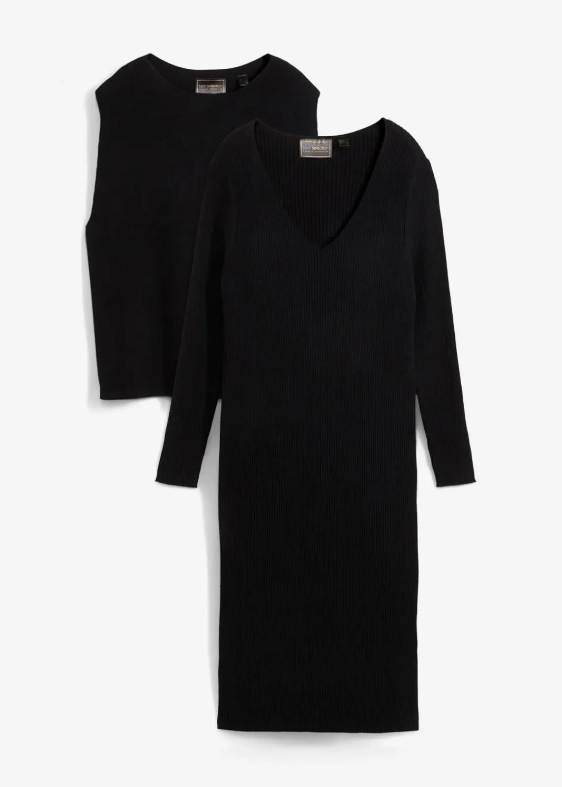 bonprix Kleider|Bekleidung·Pullover & Strickjacken^Strickkleid mit Pullunder 2tlg. Set schwarz