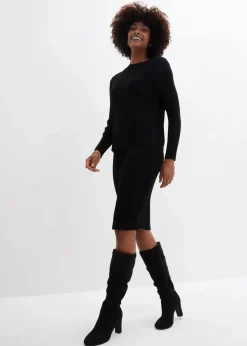 bonprix Kleider|Bekleidung·Pullover & Strickjacken^Strickkleid mit Pullunder 2tlg. Set schwarz