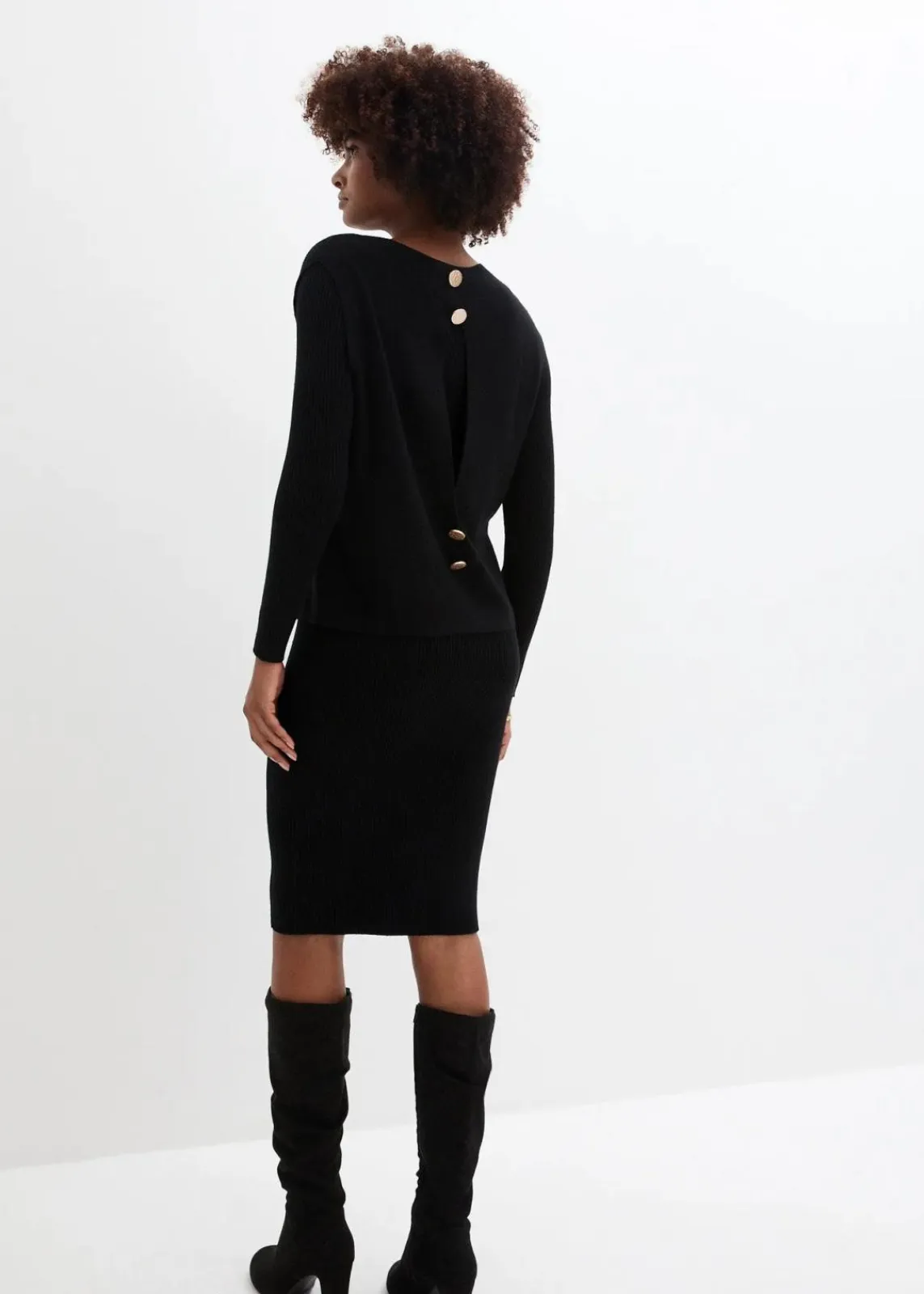 bonprix Kleider|Bekleidung·Pullover & Strickjacken^Strickkleid mit Pullunder 2tlg. Set schwarz
