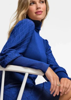 bonprix Kurzgrößen|Bekleidung·Umstandsmode^Strickkleid mit Rollkragen mitternachtsblau