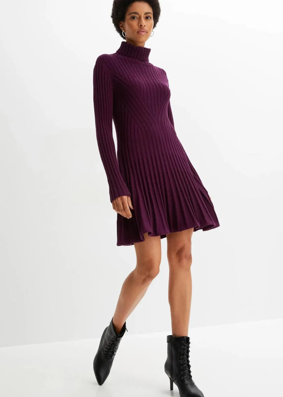 bonprix Bekleidung·Umstandsmode|Strickmode^Strickkleid mit Rollkragen holunderbeere
