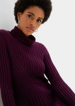 bonprix Bekleidung·Umstandsmode|Strickmode^Strickkleid mit Rollkragen holunderbeere