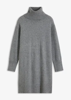 bonprix Bekleidung·Umstandsmode|Bekleidung·Pullover & Strickjacken^Strickkleid mit Rollkragen grau meliert