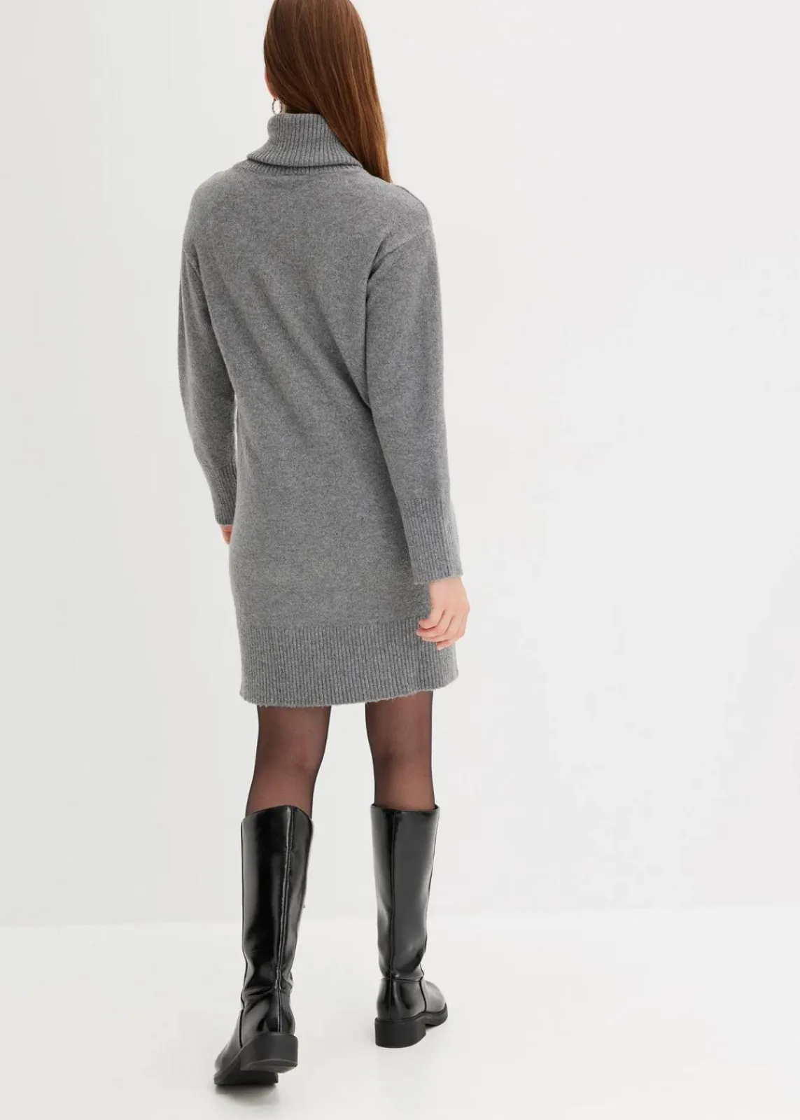 bonprix Bekleidung·Umstandsmode|Bekleidung·Pullover & Strickjacken^Strickkleid mit Rollkragen grau meliert