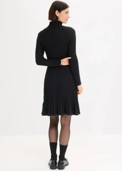 bonprix Bekleidung·Umstandsmode|Strickmode^Strickkleid mit Rollkragen schwarz