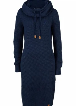 bonprix Bekleidung·Umstandsmode|Bekleidung·Pullover & Strickjacken^Strickkleid mit Schalkragen dunkelblau
