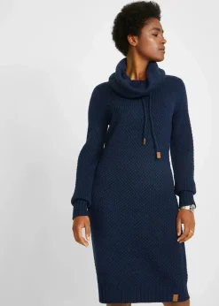 bonprix Bekleidung·Umstandsmode|Bekleidung·Pullover & Strickjacken^Strickkleid mit Schalkragen dunkelblau