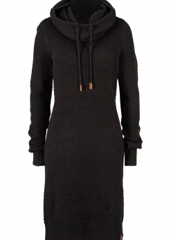 bonprix Kleider|Strickmode^Strickkleid mit Schalkragen schwarz