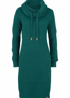 bonprix Kleider|Strickmode^Strickkleid mit Schalkragen tiefgrün
