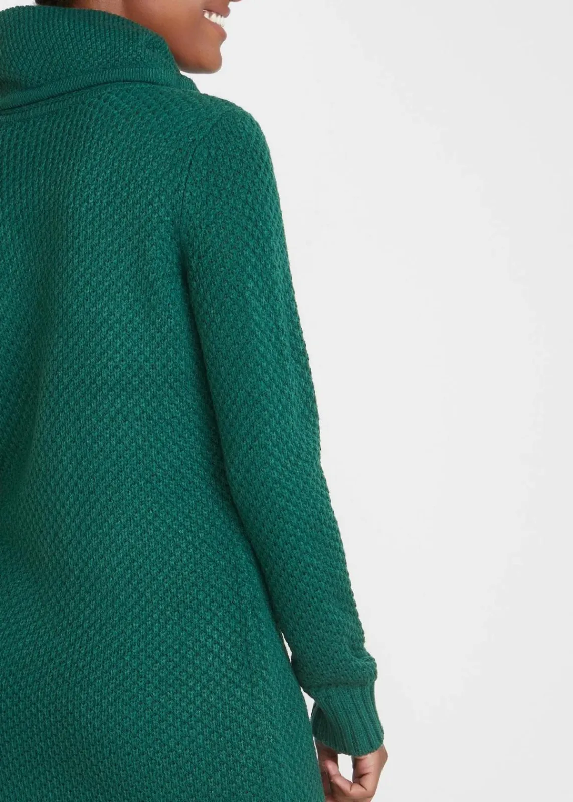 bonprix Kleider|Strickmode^Strickkleid mit Schalkragen tiefgrün