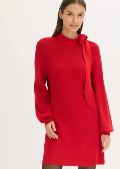 bonprix Bekleidung·Umstandsmode|Strickmode^Strickkleid mit Schleife aus softem Viskose-Mix salsarot