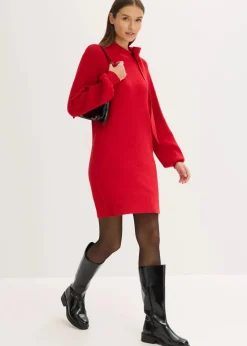 bonprix Bekleidung·Umstandsmode|Strickmode^Strickkleid mit Schleife aus softem Viskose-Mix salsarot
