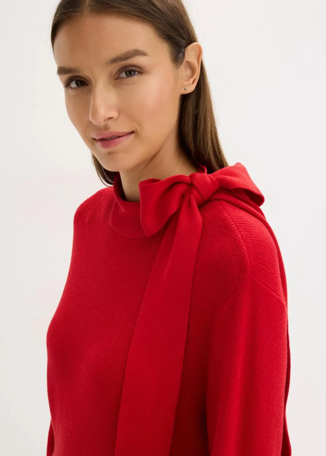 bonprix Bekleidung·Umstandsmode|Strickmode^Strickkleid mit Schleife aus softem Viskose-Mix salsarot