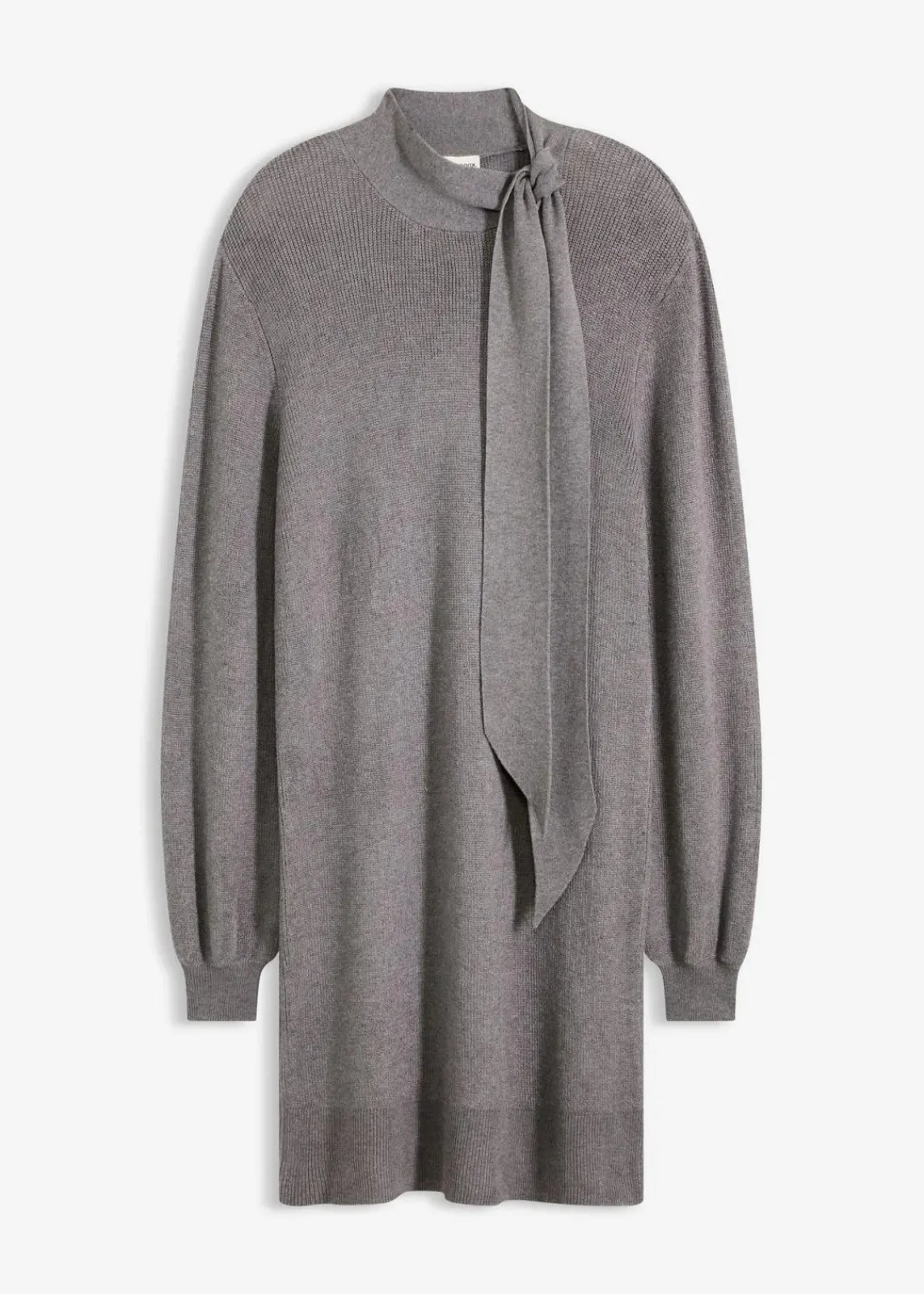 bonprix Bekleidung·Umstandsmode|Strickmode^Strickkleid mit Schleife aus softem Viskose-Mix grau meliert