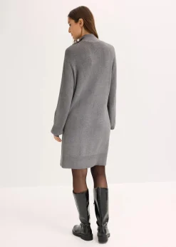 bonprix Bekleidung·Umstandsmode|Strickmode^Strickkleid mit Schleife aus softem Viskose-Mix grau meliert
