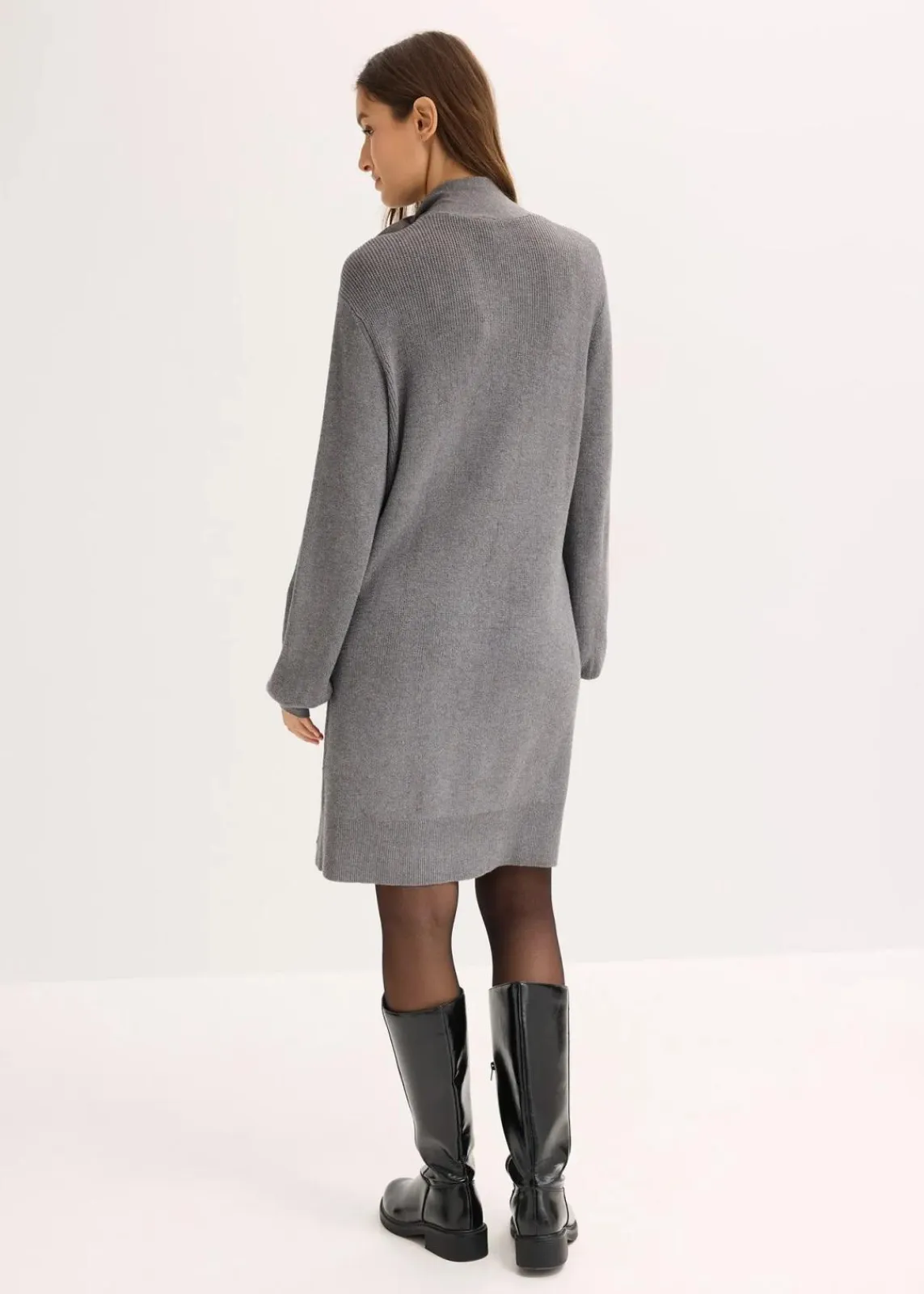 bonprix Bekleidung·Umstandsmode|Strickmode^Strickkleid mit Schleife aus softem Viskose-Mix grau meliert