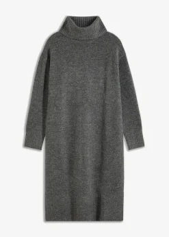 bonprix Bekleidung·Umstandsmode|Bekleidung·Pullover & Strickjacken^Strickkleid mit Schlitz anthrazit meliert