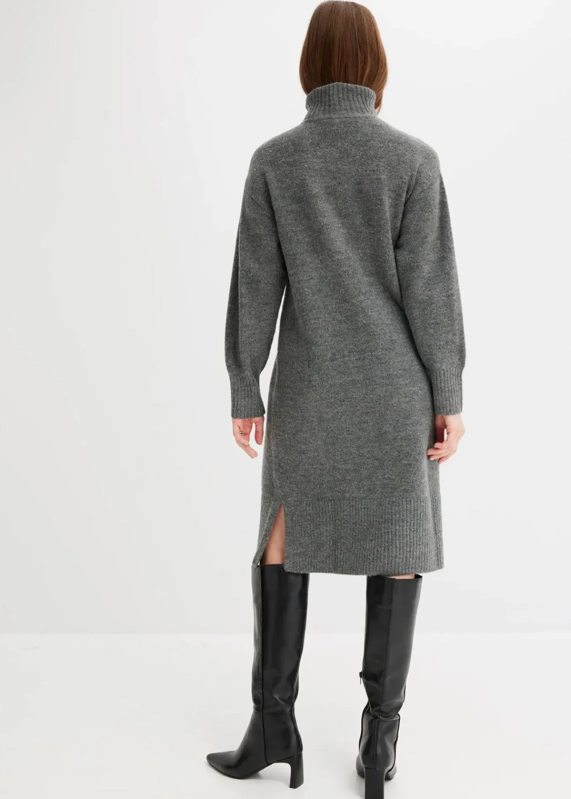 bonprix Bekleidung·Umstandsmode|Bekleidung·Pullover & Strickjacken^Strickkleid mit Schlitz anthrazit meliert