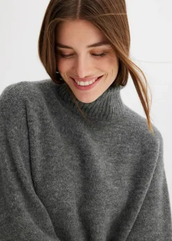bonprix Bekleidung·Umstandsmode|Bekleidung·Pullover & Strickjacken^Strickkleid mit Schlitz anthrazit meliert