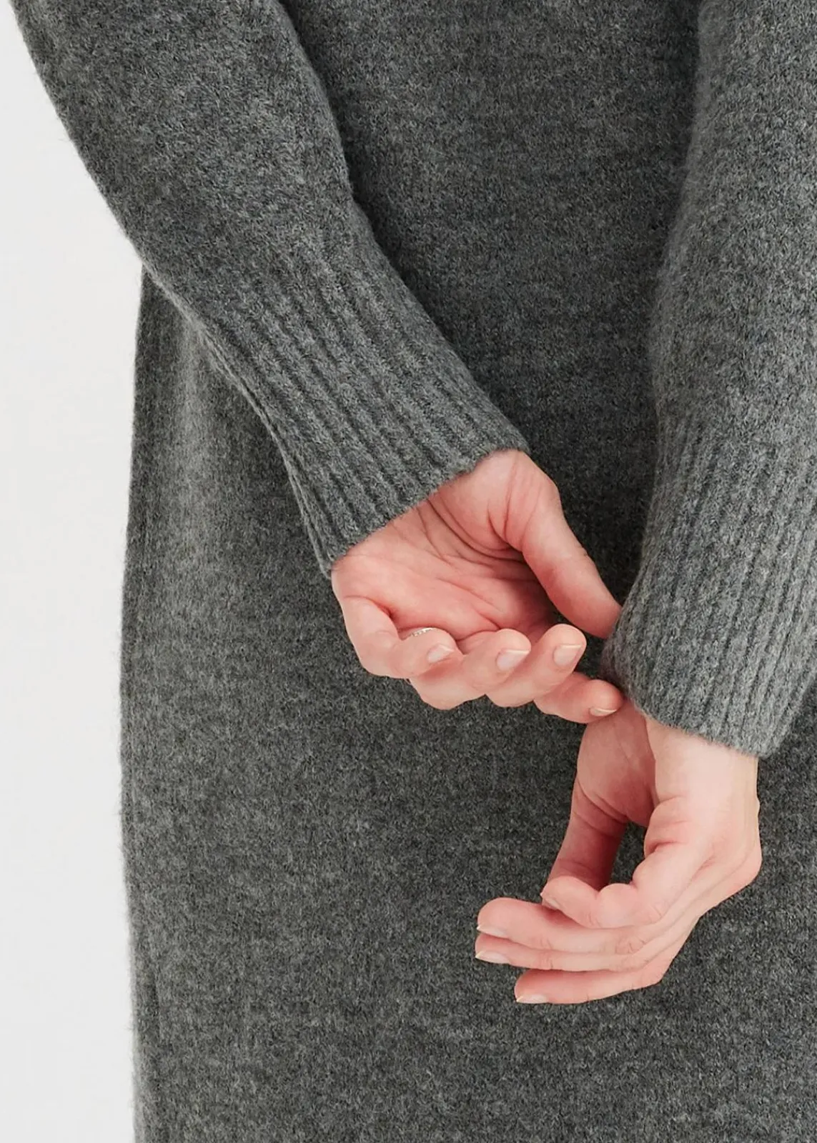 bonprix Bekleidung·Umstandsmode|Bekleidung·Pullover & Strickjacken^Strickkleid mit Schlitz anthrazit meliert