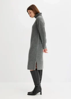 bonprix Bekleidung·Umstandsmode|Bekleidung·Pullover & Strickjacken^Strickkleid mit Schlitz anthrazit meliert