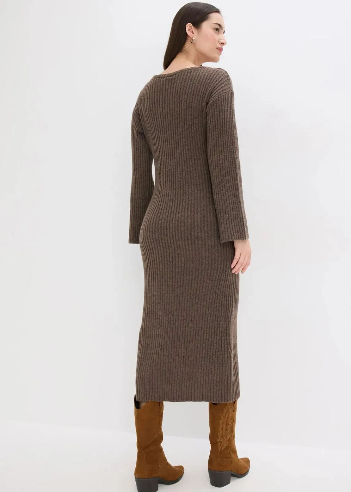 bonprix Bekleidung·Umstandsmode|Kleider^Strickkleid mit Schlitz lehmbraun