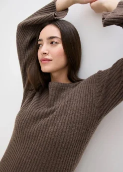 bonprix Bekleidung·Umstandsmode|Kleider^Strickkleid mit Schlitz lehmbraun