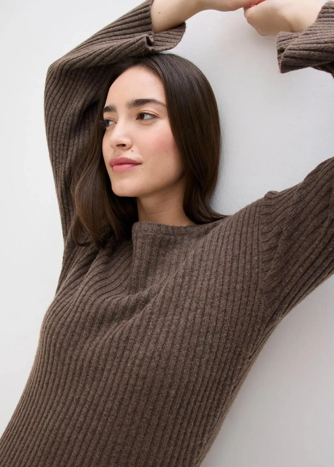 bonprix Bekleidung·Umstandsmode|Kleider^Strickkleid mit Schlitz lehmbraun