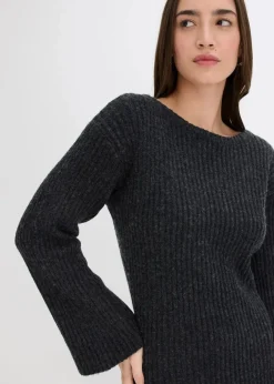 bonprix Bekleidung·Umstandsmode|Kleider^Strickkleid mit Schlitz anthrazit meliert