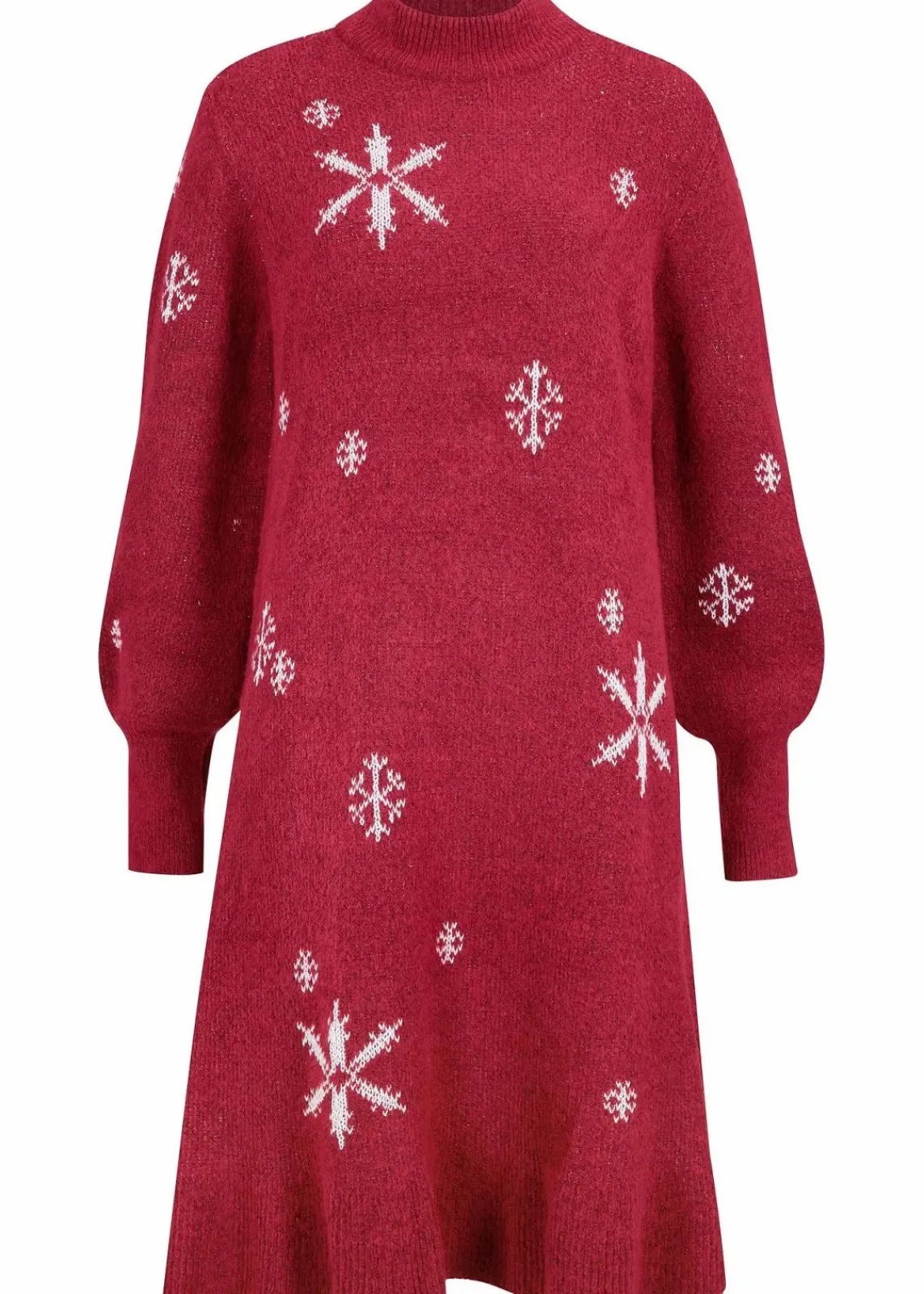 bonprix Bekleidung·Umstandsmode|Strickmode^Strickkleid mit Schneeflocken-Print abendrot