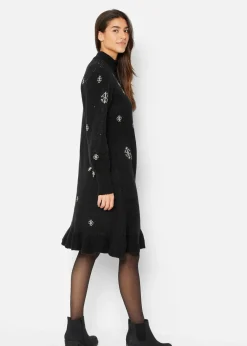 bonprix Bekleidung·Umstandsmode|Strickmode^Strickkleid mit Schneeflocken-Print schwarz