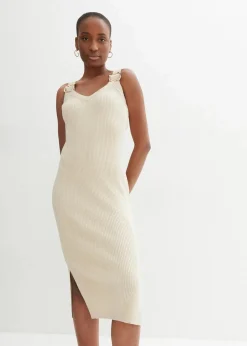 bonprix Bekleidung·Umstandsmode|Bekleidung·Pullover & Strickjacken^Strickkleid mit Seidenanteil sand meliert