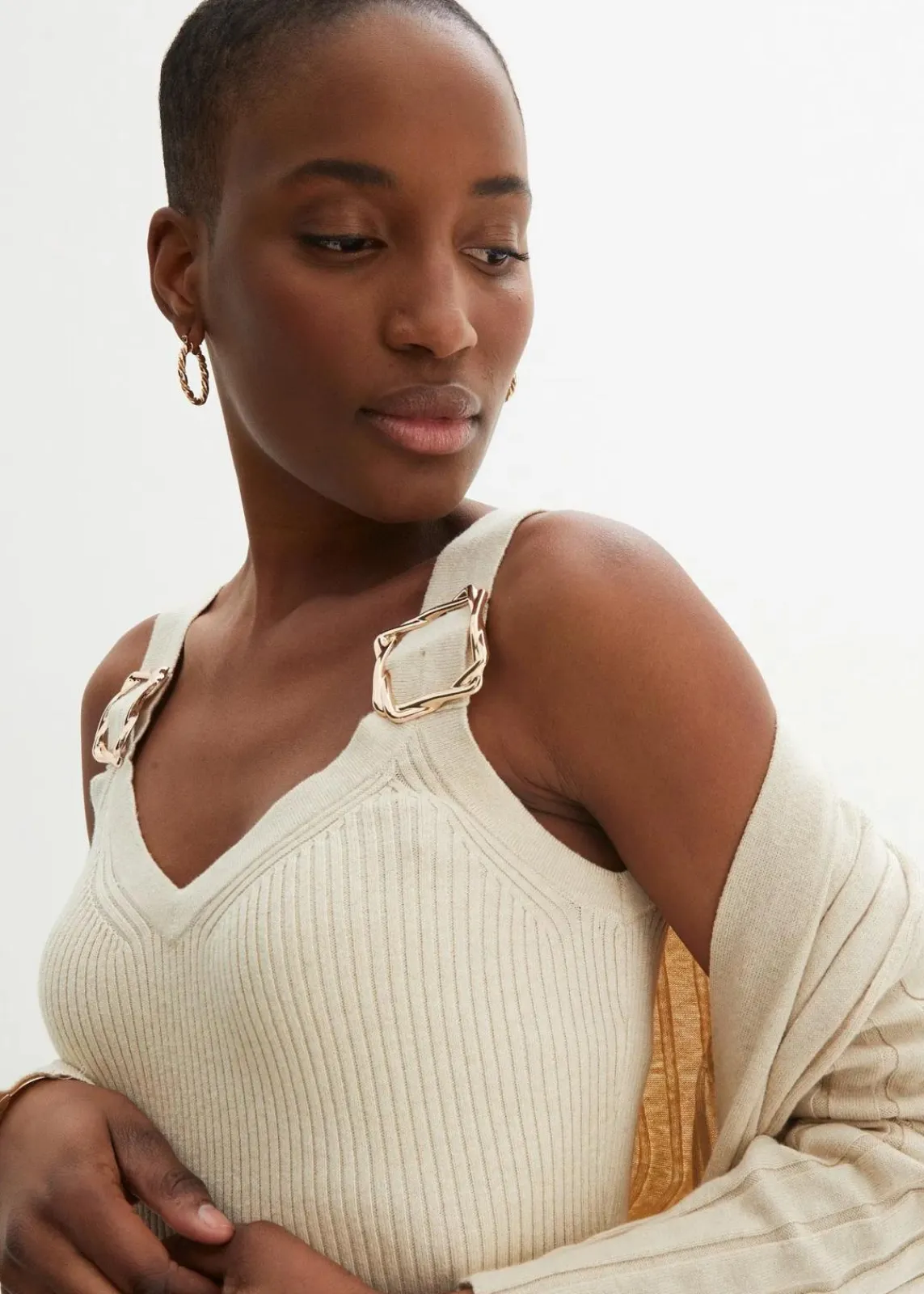 bonprix Bekleidung·Umstandsmode|Bekleidung·Pullover & Strickjacken^Strickkleid mit Seidenanteil sand meliert