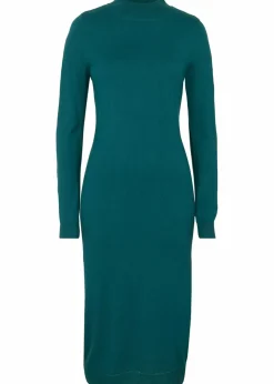 bonprix Kleider|Basics^Strickkleid mit Stehkragen tiefgrün